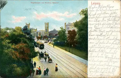 Ansichtskarte Leipzig Magdeburger- und Dresdner Bahnhof 1903