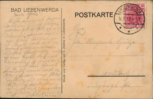 Bad Liebenwerda Michelsbrunnen Schattenschnitt Künstlerkarte 1910