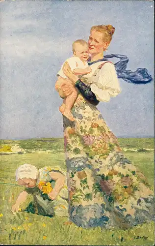 Dresden Dresdner Margarittentag Frau und Kind Künstlerkarte 1911