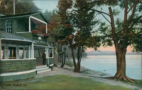 Postcard Cedar Beach Vermont Haus am See 1916