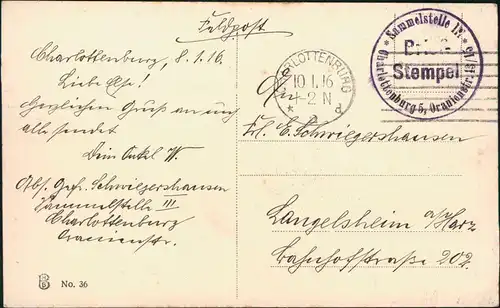 Ansichtskarte Charlottenburg-Berlin Rathaus 1916 gel. Feldpoststempel