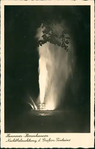 Herrenhausen-Hannover Großer Garten - Fontaine beleuchtet bei Nacht 1934