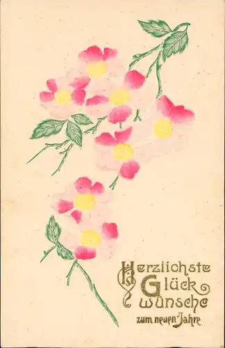 Ansichtskarte  Neujahr Sylvester New Year Jasminblüte 1913 Prägekarte
