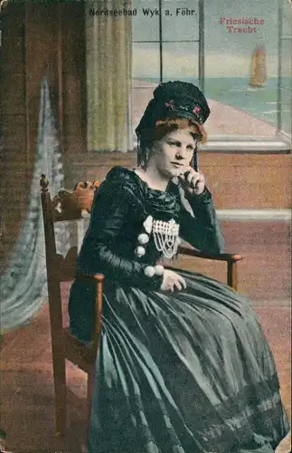 Ansichtskarte Wyk (Föhr) Friesentracht - schöne Frau 1912