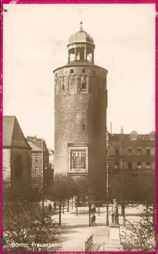 Ansichtskarte Görlitz Zgorzelec Partie am Frauenturm - Fotokarte 1928