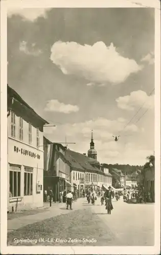 Ansichtskarte Spremberg Grodk Clara-Zetkin-Straße, HO-Kaufhaus 1953