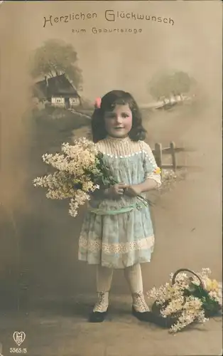 Glückwunsch Geburtstag Birthday Mädchen Flieder Fotokunst 1912