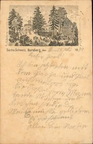 Schönfeld - Weißig-Dresden Borsberg Vorläufer Ansichtskarte 1889