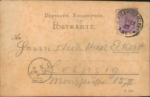 Schönfeld - Weißig-Dresden Borsberg Vorläufer Ansichtskarte 1889