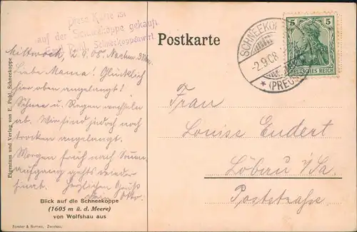 Krummhübel Karpacz Schneekoppe Sněžka Śnieżka con Wolfshau Künstlerkarte 1908