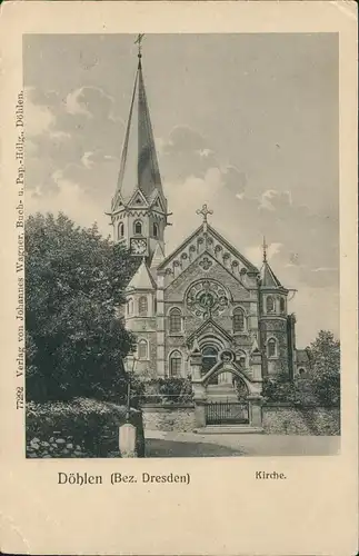 Ansichtskarte Döhlen Freital Straßenpartie - Kirche 1912