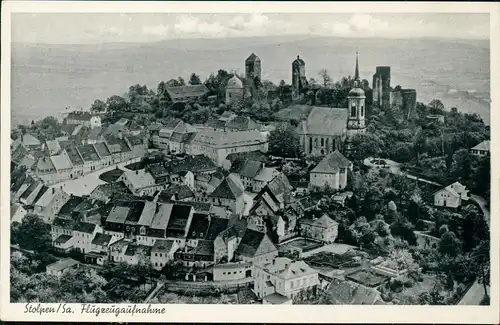 Ansichtskarte Stolpen Luftbild Burg und Stadt 1940