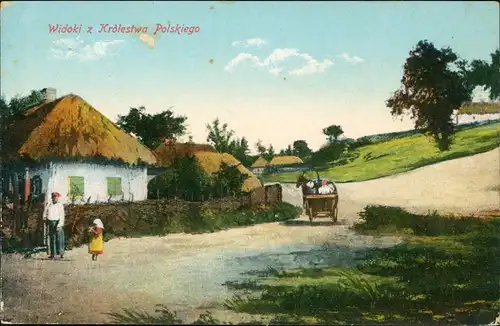Postcard Polen Polska Polen / Polska - Dorfstraße Typen 1914