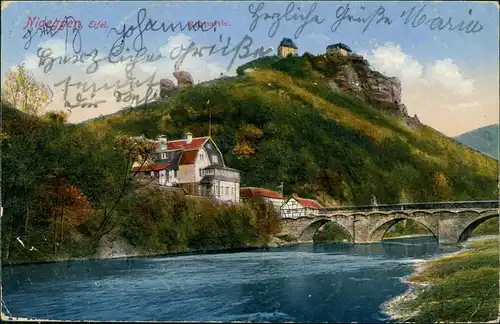 Ansichtskarte Nideggen (Eifel) Flußpartie, Haus, Brücke 1920