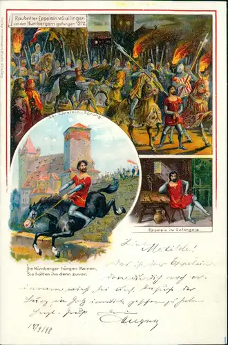 Nürnberg Raubritter Eppelein v.Gailingen von Nürnbergern gefangen MB 1913