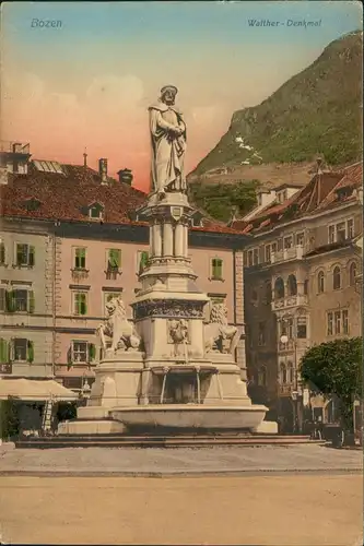 Cartoline Bozen Bolzano Denkmal Walter v. d. Vogelweide 1910
