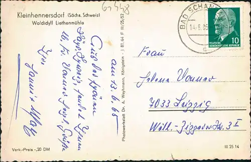 Kleinhennersdorf-Gohrisch (Sächs. Schweiz) Waldidyll Liethenmühle 1965