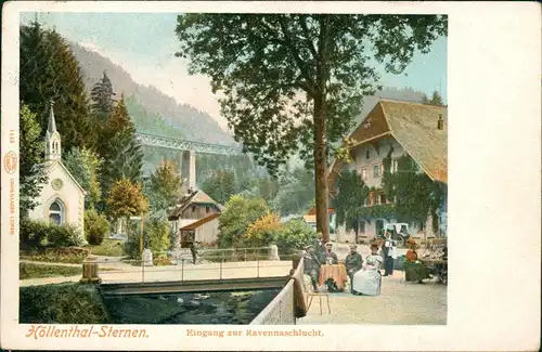 Ansichtskarte Hirschsprung-Breitnau Eingang zur Ravennaschlucht. 1908
