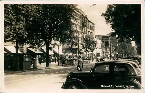 Ansichtskarte Düsseldorf Königsallee, Restaurant - Auto - Fotokarte 1952