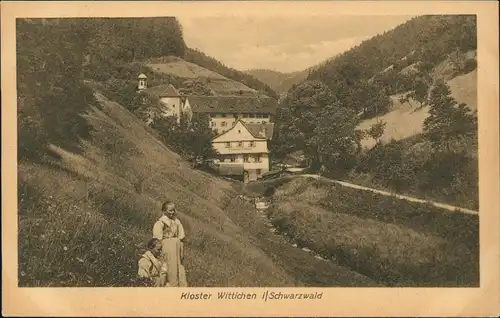 Ansichtskarte Wittichen-Schenkenzell Kloster, Frauen am Fluß 1922