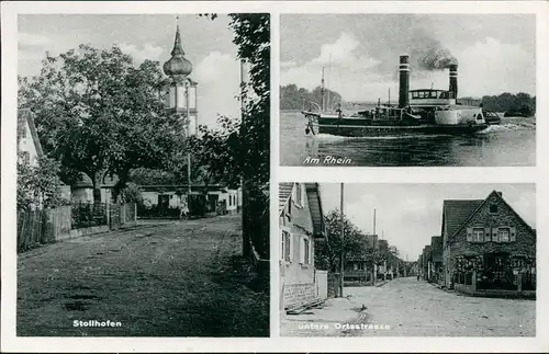 Ansichtskarte Stollhofen-Rheinmünster Rheindampfer, Hauptstraße 3 Bild 1940