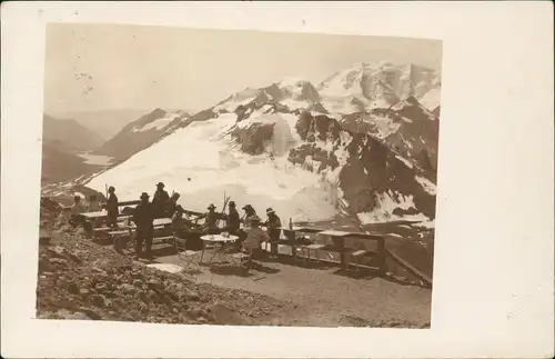 Ansichtskarte  Bergsteiger Alpen Wanderer  Rast 1907  gel. Stempel Baden-Baden