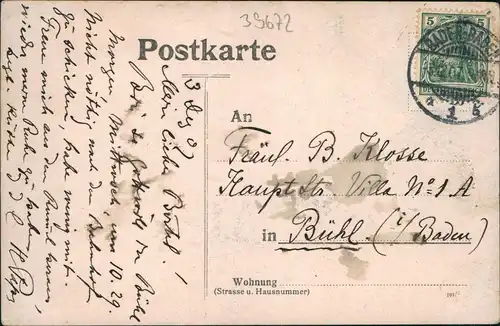 Ansichtskarte  Bergsteiger Alpen Wanderer  Rast 1907  gel. Stempel Baden-Baden