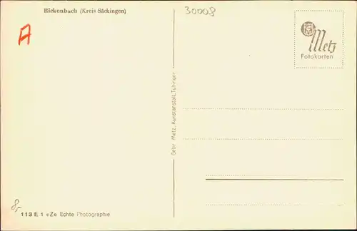 Ansichtskarte Rickenbach Stadtpartie an der Kirche 1937