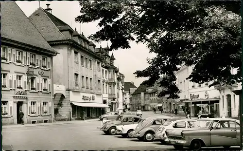 Ansichtskarte Schopfheim Straße, VW Käfer, Restaurant Geschäfte 1958