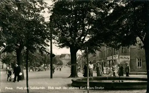 Pirna Platz der Solidarität. Blick nach der oberen Karl-Marx-Straße 1956