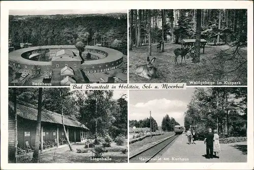Ansichtskarte Bad Bramstedt Badehaus, Waldgehege, Haltestelle 1956