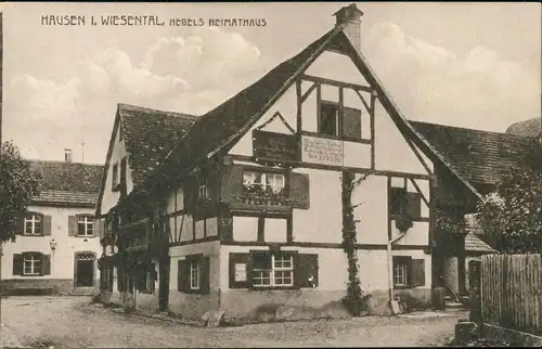 Ansichtskarte Hausen im Wiesental Hebels Heimathaus 1923