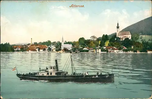 Ansichtskarte Unterach am Attersee Attersee - Dampfer Steamer 1907