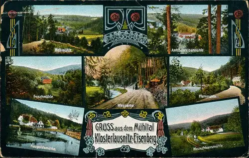 Ansichtskarte Bad Klosterlausnitz Eisenberg Das Mühltal Mehrbild 1913