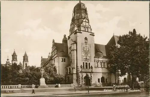 Ansichtskarte Magdeburg Kaiser-Friedrich-Museum, Fotokarte Reichsadler 1928