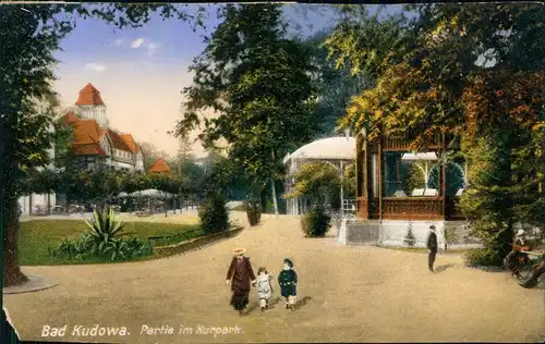 Postcard Bad Kudowa Kudowa-Zdrój Partie im Kurpark. 1914