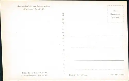 Colditz Handwerkerheim und Internatsschule Waldhaus - Speiseraum 1962