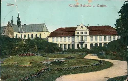 Postcard Oliva-Danzig Oliva Gdańsk/Gduńsk Schloß 1914  gel. D.- Neufahrwasser