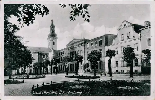 Postcard Lissa Leszno Am Kirchring 1938