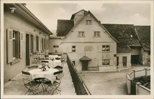 Binzen (Lk Lörrach) Weinstube z. Mühle Rückseite Terrasse 1932