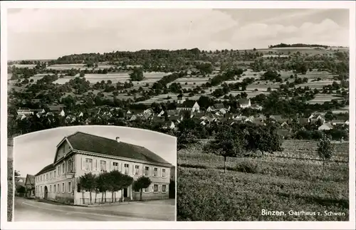 Ansichtskarte Binzen (Lk Lörrach) 2 Bild Gasthaus zum Schwan, Stadt 1932