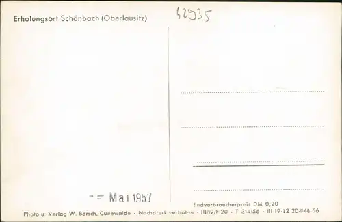 Ansichtskarte Schönbach (Sachsen) Stadtpartie 1956