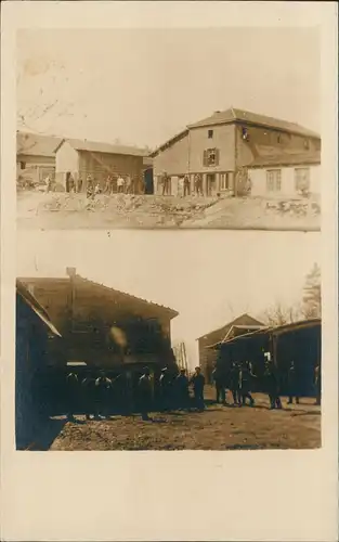 Ansichtskarte  2 Bild Wk1 Militaria Soldaten auf Gutshof 1916