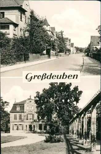 Ansichtskarte Großdeuben-Böhlen 2 Bild: Straße und Schloß 1965