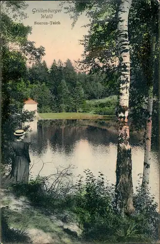 Ansichtskarte Grillenburg-Tharandt Seeren-Teich, Frau - Pavillon 1901