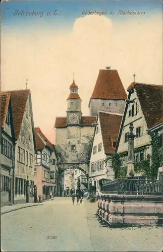 Ansichtskarte Rothenburg ob der Tauber Röderbogen m. Markusturm 1908