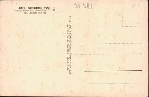 Ansichtskarte Paderborn Café Koch-Schloß Neuhaus 2 Bild 1962