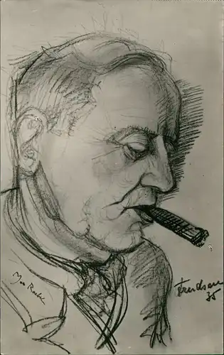 Ansichtskarte  Künstlerkarte: Gemälde / Kunstwerke Mann mit Zigarre 1935