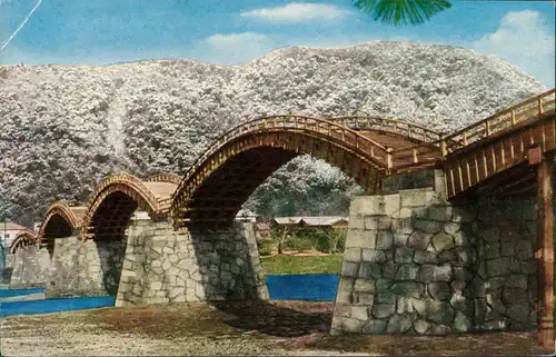 Japan KINTAIBASHI IWAKUNI WINTER SCENERY Japan Nippon 日本 1935