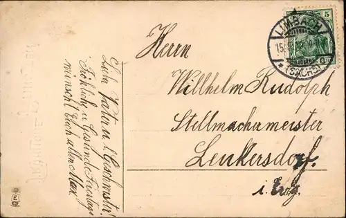Glückwunsch: Pfingsten Landschaft in Blüte - Birke 1910 Goldrand